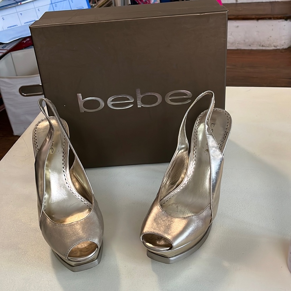 Gold Bebe heels size 8